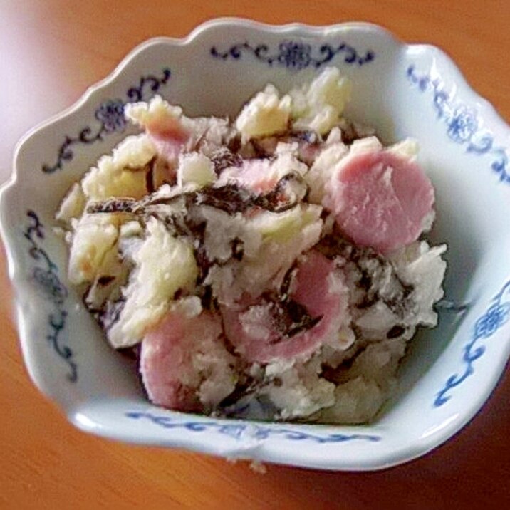 ひじきと魚肉ソーセージの味噌風味ポテサラ